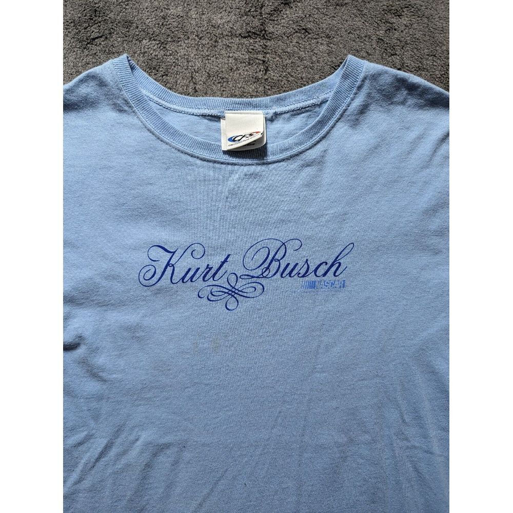 CFS Kurt Busch Short Sleeve T Shirt Women's Size Small Blue Nascar - Picture 2 of 11